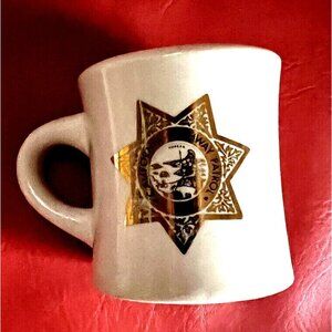 California Highway Patrol Gold Star White Coffee Mug Thick China Restaurant Cup